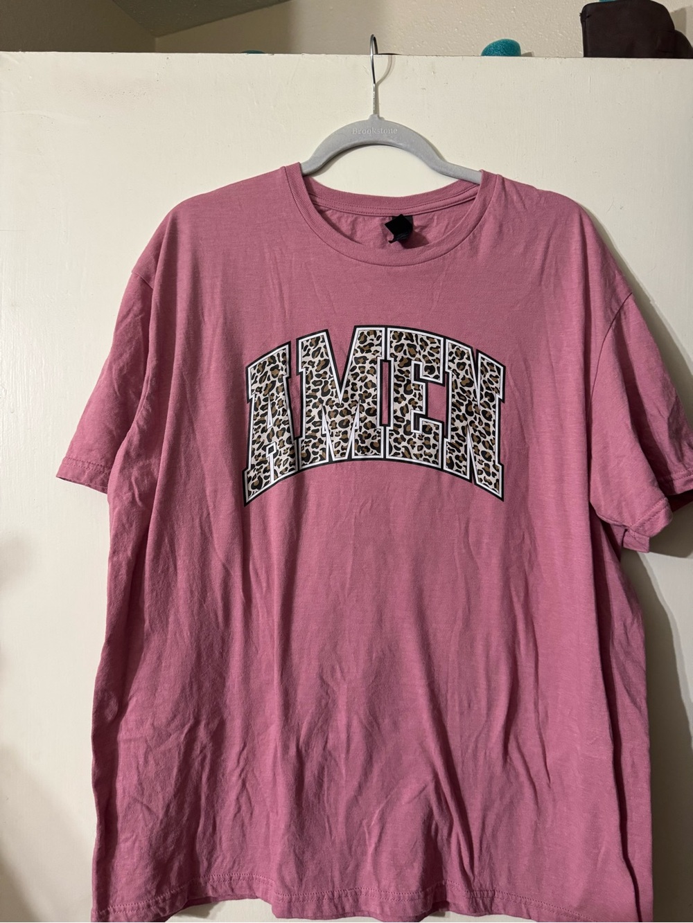 Gildan Pink Short-Sleeve Tee with Leopard-Print Graphic